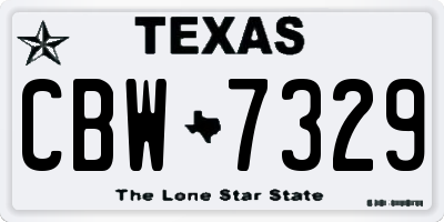 TX license plate CBW7329