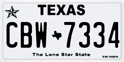 TX license plate CBW7334