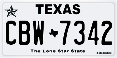 TX license plate CBW7342