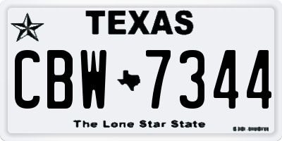 TX license plate CBW7344