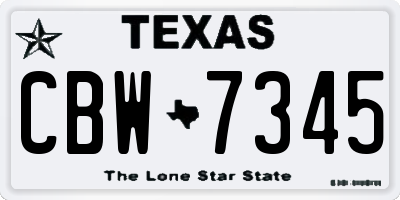 TX license plate CBW7345