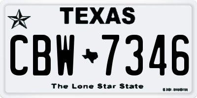 TX license plate CBW7346