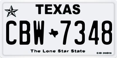 TX license plate CBW7348