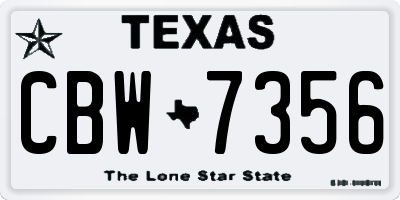 TX license plate CBW7356