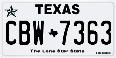 TX license plate CBW7363