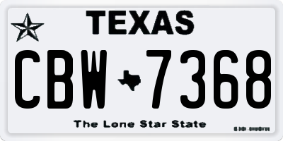 TX license plate CBW7368