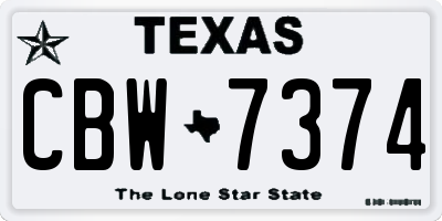 TX license plate CBW7374