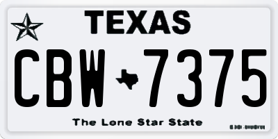 TX license plate CBW7375