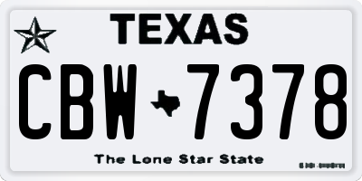 TX license plate CBW7378