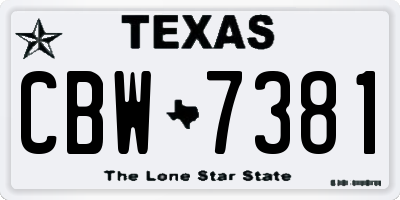 TX license plate CBW7381
