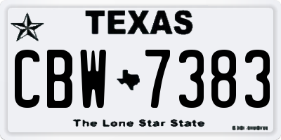 TX license plate CBW7383
