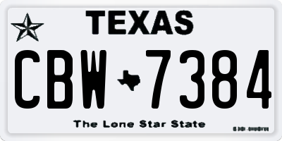 TX license plate CBW7384