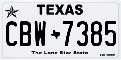 TX license plate CBW7385
