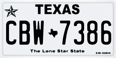 TX license plate CBW7386