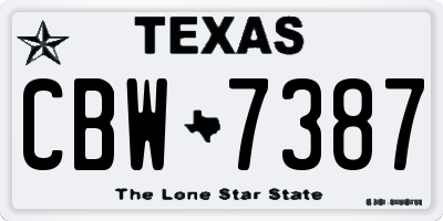 TX license plate CBW7387