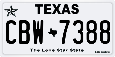 TX license plate CBW7388