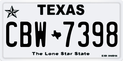 TX license plate CBW7398