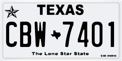 TX license plate CBW7401