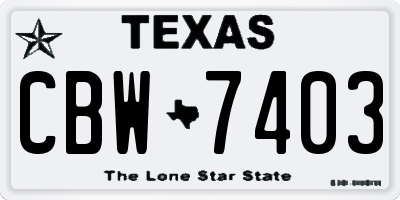 TX license plate CBW7403