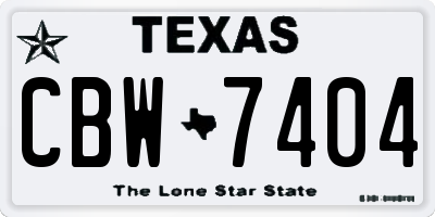 TX license plate CBW7404