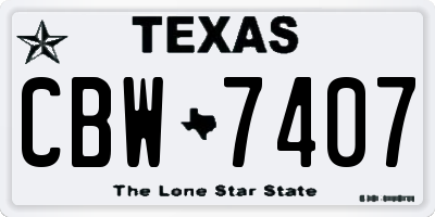 TX license plate CBW7407
