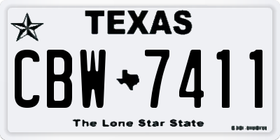 TX license plate CBW7411