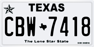 TX license plate CBW7418
