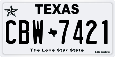 TX license plate CBW7421