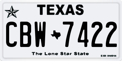 TX license plate CBW7422