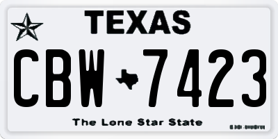 TX license plate CBW7423