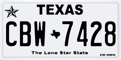 TX license plate CBW7428