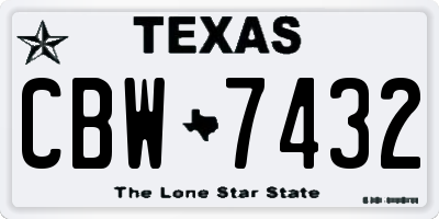TX license plate CBW7432