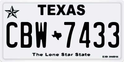 TX license plate CBW7433