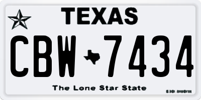 TX license plate CBW7434