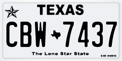 TX license plate CBW7437