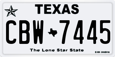 TX license plate CBW7445