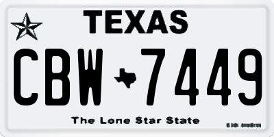 TX license plate CBW7449