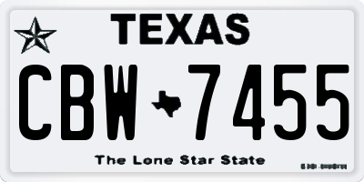 TX license plate CBW7455