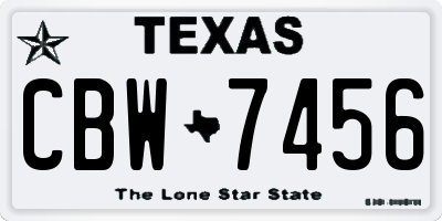 TX license plate CBW7456