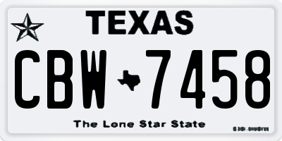 TX license plate CBW7458