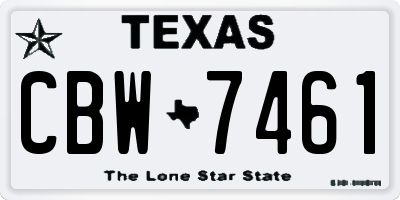 TX license plate CBW7461
