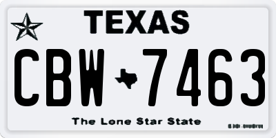 TX license plate CBW7463
