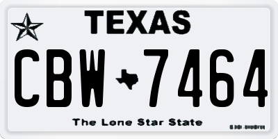 TX license plate CBW7464