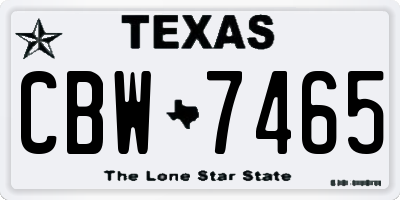 TX license plate CBW7465