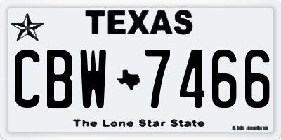 TX license plate CBW7466