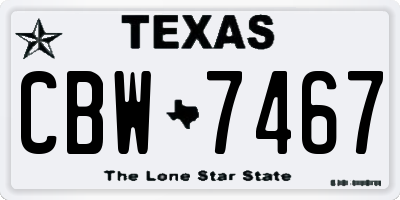 TX license plate CBW7467