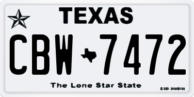 TX license plate CBW7472