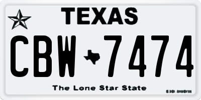 TX license plate CBW7474