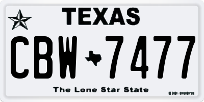 TX license plate CBW7477