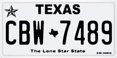 TX license plate CBW7489